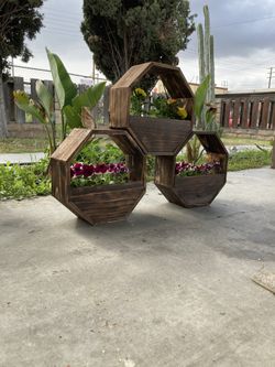 (3) 14 inch octagon stackable Planters