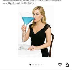 Worlds Largest Giant Martini Glass - Huge 20 Inches, 54 OZ, Mega Glass, Huge Stemware, Clear Decorative Hand Blown Glassware, Large Novelty Stemware/C