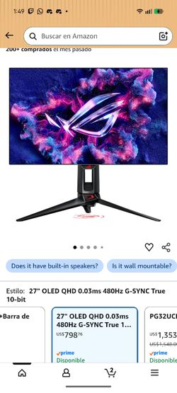 Rog oled gaming monitor PG27AQDP 27"