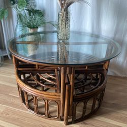 ✨SOLD✨ 1960 McGuire Style Bamboo Table With Nesting Chairs 