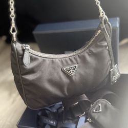 Prada Re Edition Nylon Shoulder Bag with Pouch and Strap