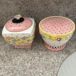Pink And Yellow Ceramic Bathroom Set 