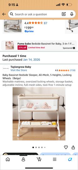 Baby Bedside Basinet(New)