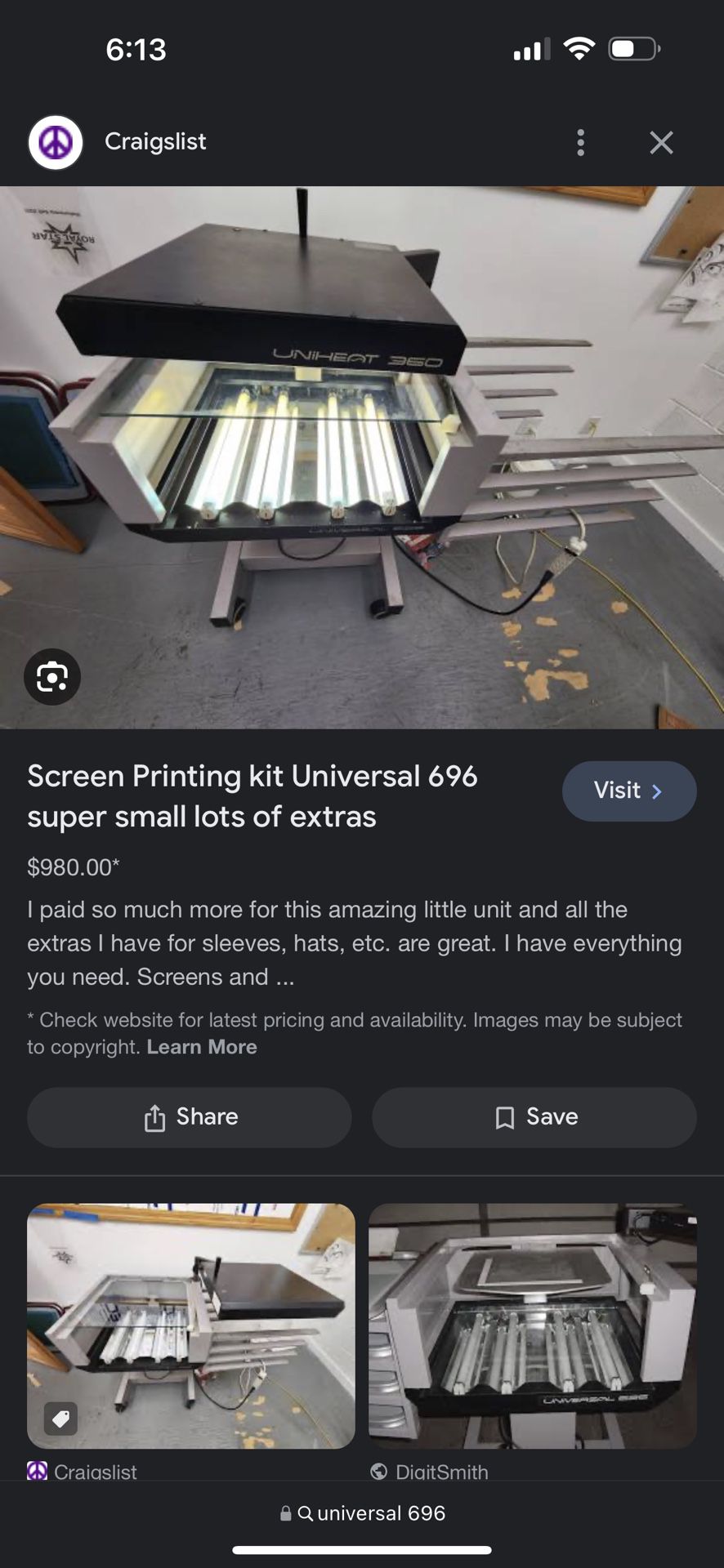 Universal 696. All On One Screen Printer 