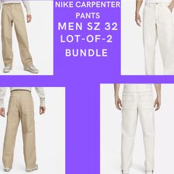 $100 LOT OF 2 NEW Nike Life Carpenter Cargo Pants Men Size 32 Khaki White