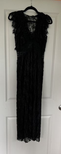 Zara Black Laced Evening Dress - Size L