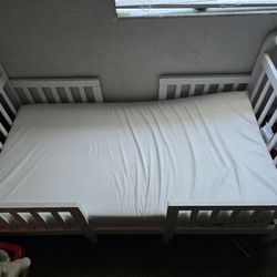 toddler bed w/ mattress and high chair 