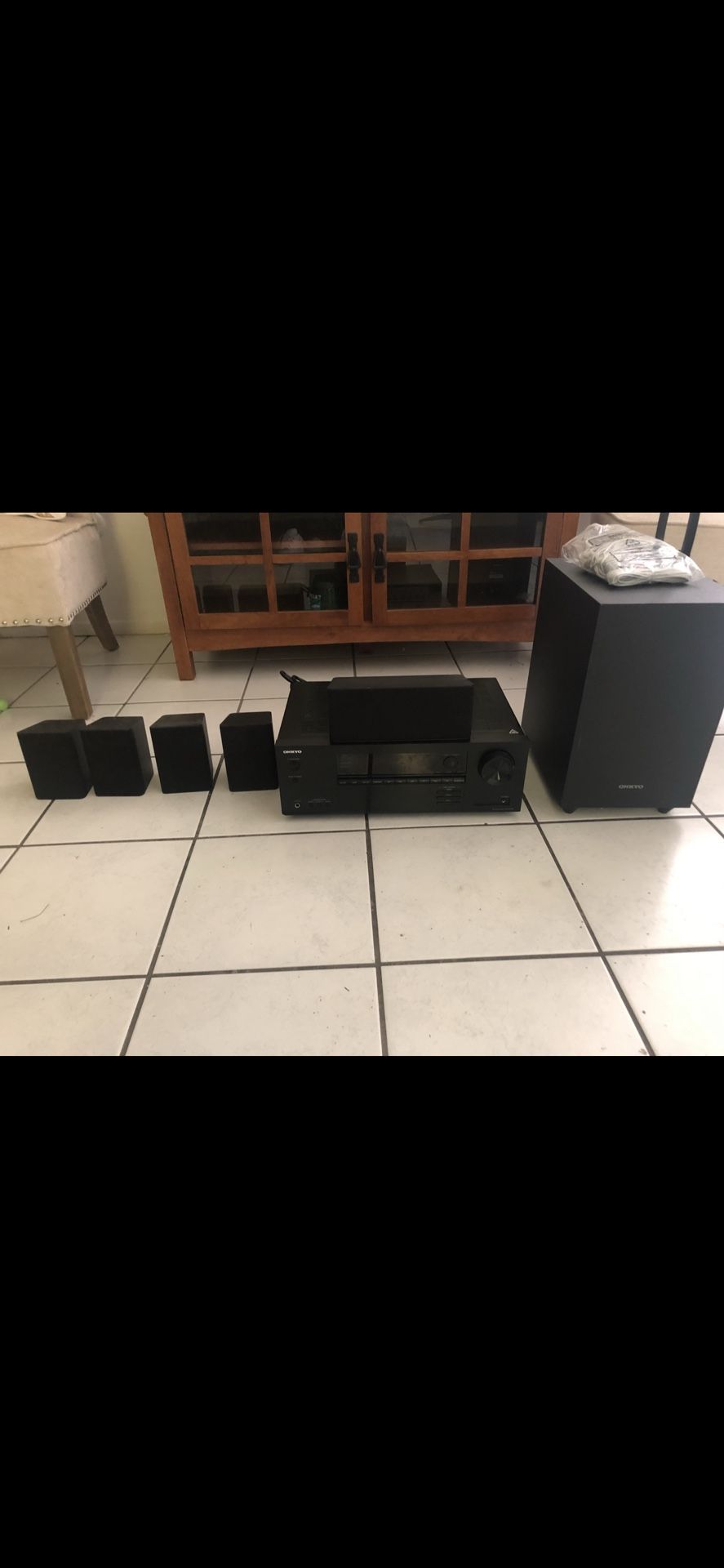 Onkyo Home Audio Theater Receiver & 4 Surround Speakers, & Subwoofer 4K  