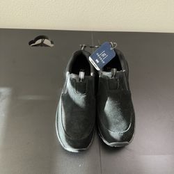 George Black Slip-On Shoes Mens Wide Genuine Leather Memory Foam Comfort Loafers