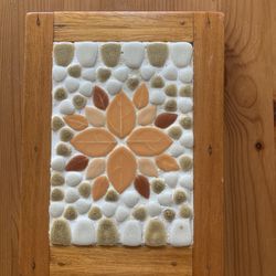 Vintage Ceramic And Wood Mosaic Trivet 