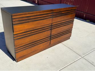 Modern large 6 drawer wood chest dresser Black top : Dark brown cover
