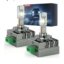 New 2pk Upgraded D3S Bulb, 46,000LM, 800% Brightness D3R, 6,000K White, 10x Cooling, 1:1 Xenon Size, Fast Plug, Compatible 99.99%, 2-Pack
