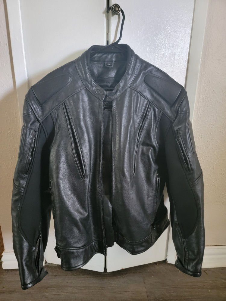 Xelement Leather Motorcyle Jacket with Padding