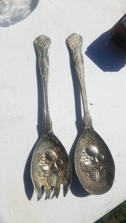 Antique serving spoon & fork