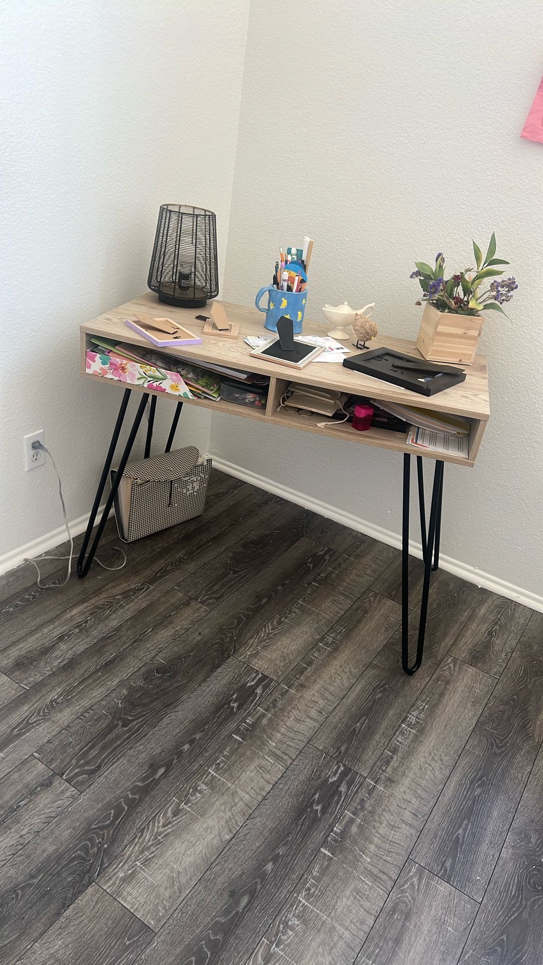 Small Beige With Black Legs Desk