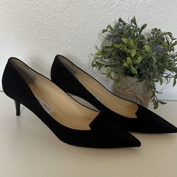  $800 JIMMY CHOO Allure 55 Kitten Classic Suede Pump BLACK POINTY HEEL 39 USA 9 in excellent conditions  Shoes are in mint condition returns will NOT 