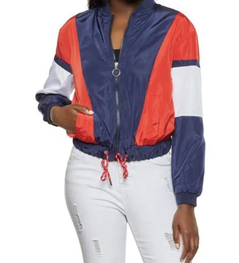 Women’s Red White Blue Windbreakers Coats Jackets