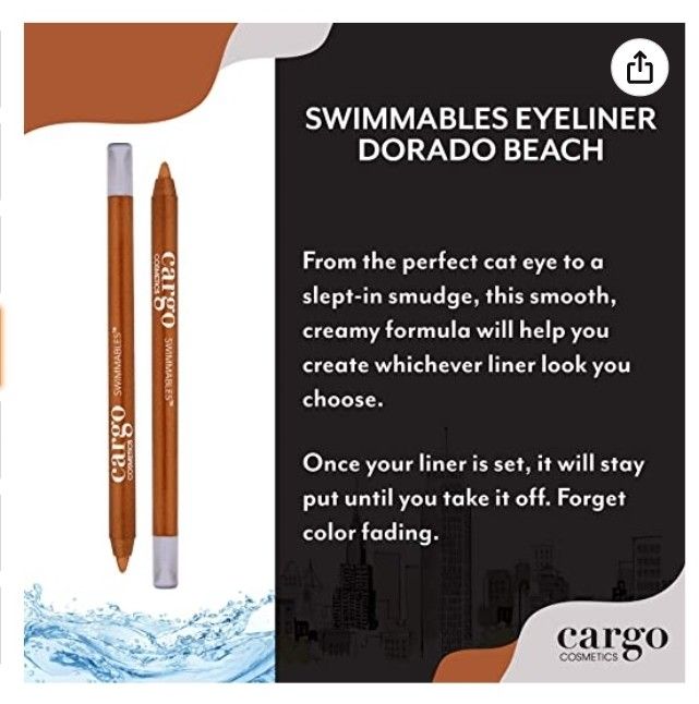 🤎 CARGO SWIMMABLES EYE PENCIL ALL DAY SMUDGE-PROOF, COLOR: DORADO BEACH (BRONZE SHIMMER)