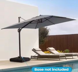 11 ft. x 9 ft. Polyester 360° Rotation Cantilever Tilt Patio Umbrella in Dark Gray