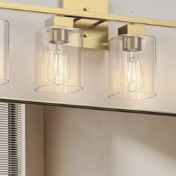 Espird 4 Light Bathroom Vanity Light - gold Bathroom Light Fixtures Square Design & UL Certification, Square Light Fixture Over Mirror, Farmhouse Ligh