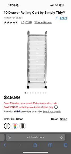 1 0 Drawer Rolling Cart by Simply Tidy