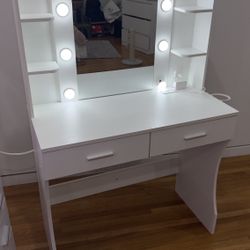 Girls White Vanity With Stool 