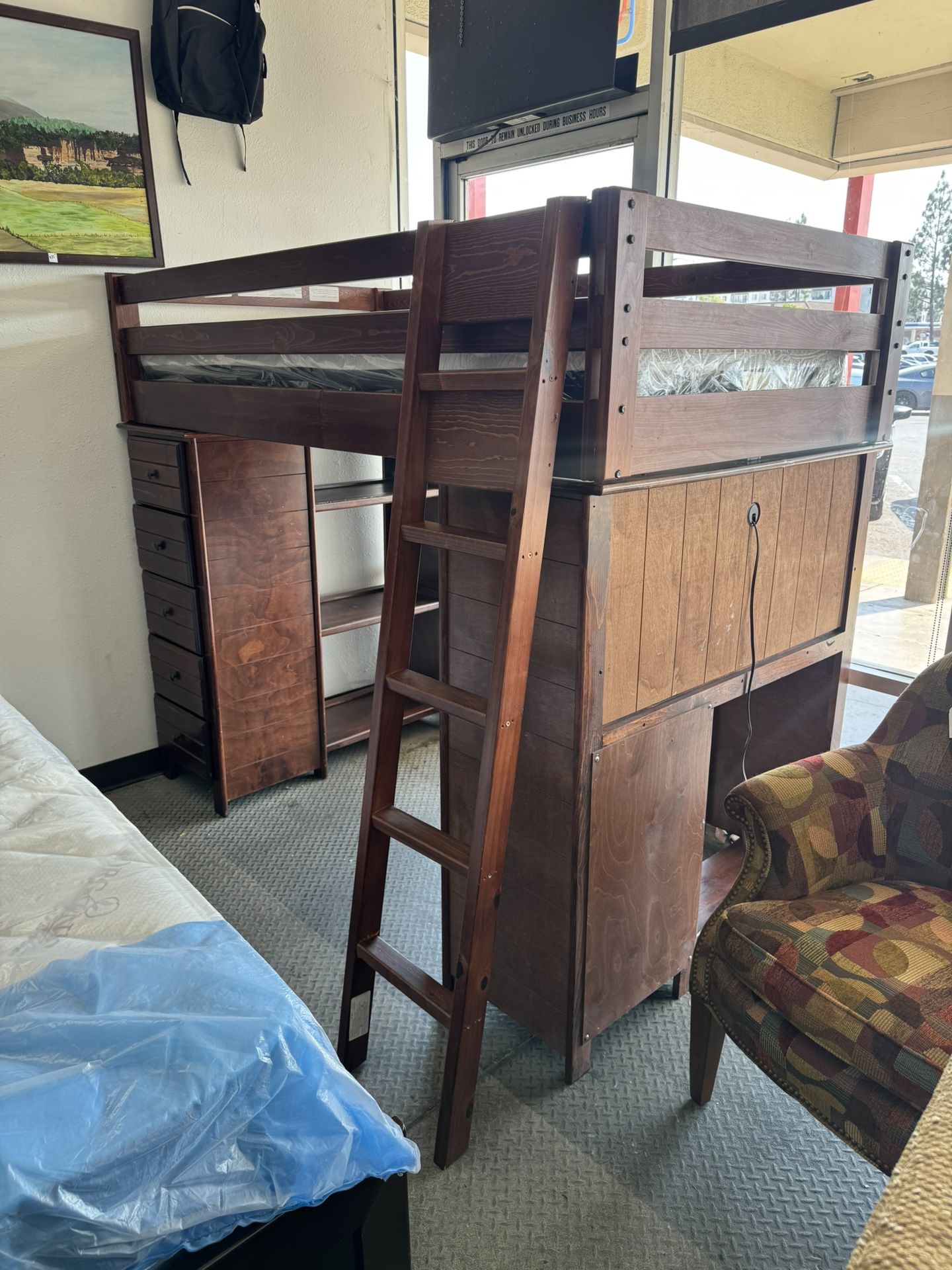 Twin Loft Bed with Desk and Drawer Storage