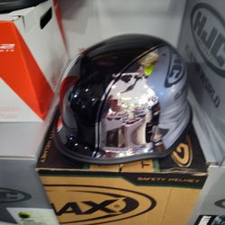 Motorcycle German Style Helmet Brand New DOT Approved Size Large Chrome And Black