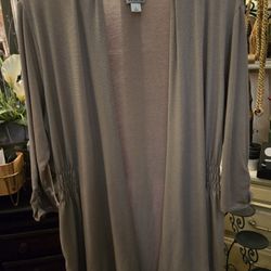 WT # 1074 Women's Worthington Large Beige  Cardigan 3/4 Sleeves