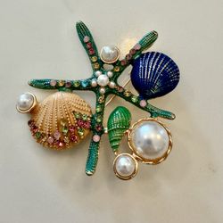 Enamel Starfish Brooches for Women Unisex