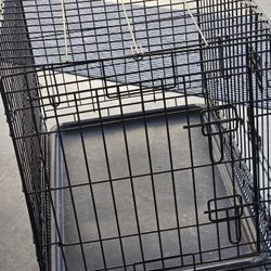Double Door Collapsible Wire Dog Crate Kennel Black