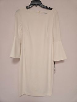 Calvin Klein Ivory Bell-Sleeve Sheath Dress