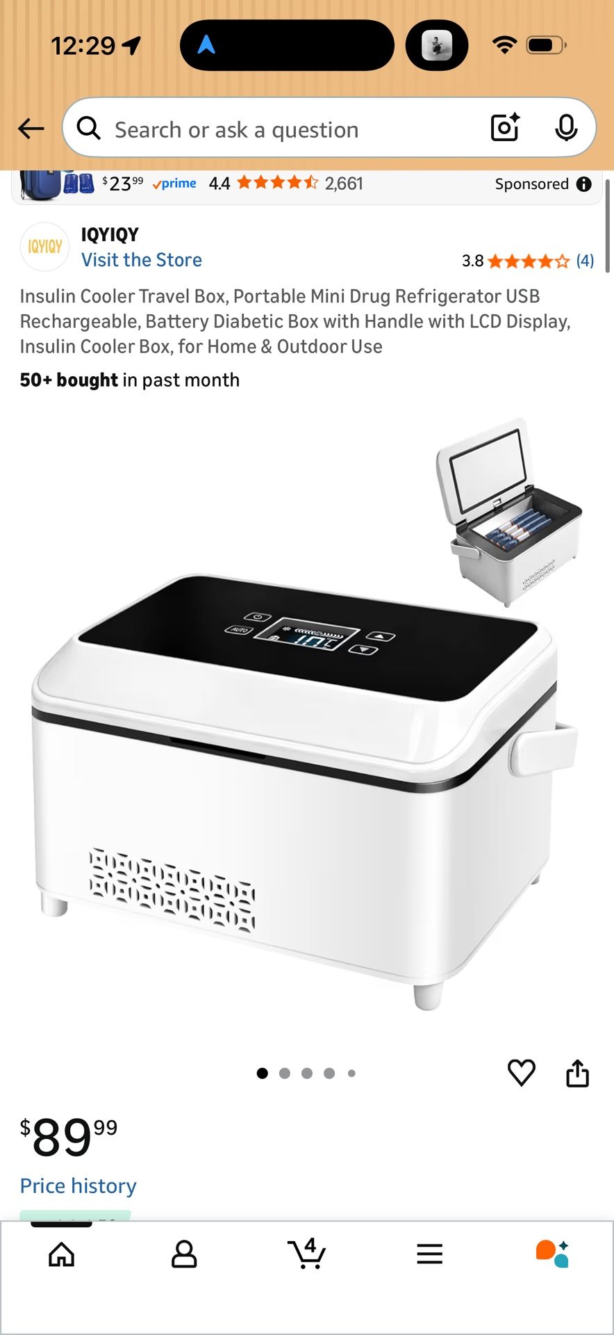 Insulin Cooler Travel Box, Portable Mini Drug Refrigerator USB Rechargeable, Battery Diabetic Box with Handle with LCD Display, Insulin Cooler Box, fo