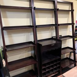 Crate & Barrel Sloane Leaning Shelves w/ Wine Bar