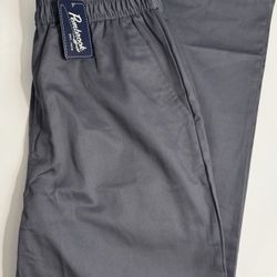 Pembrook Mens Elastic Waist Pants for Size Large Gray Inseam 30
