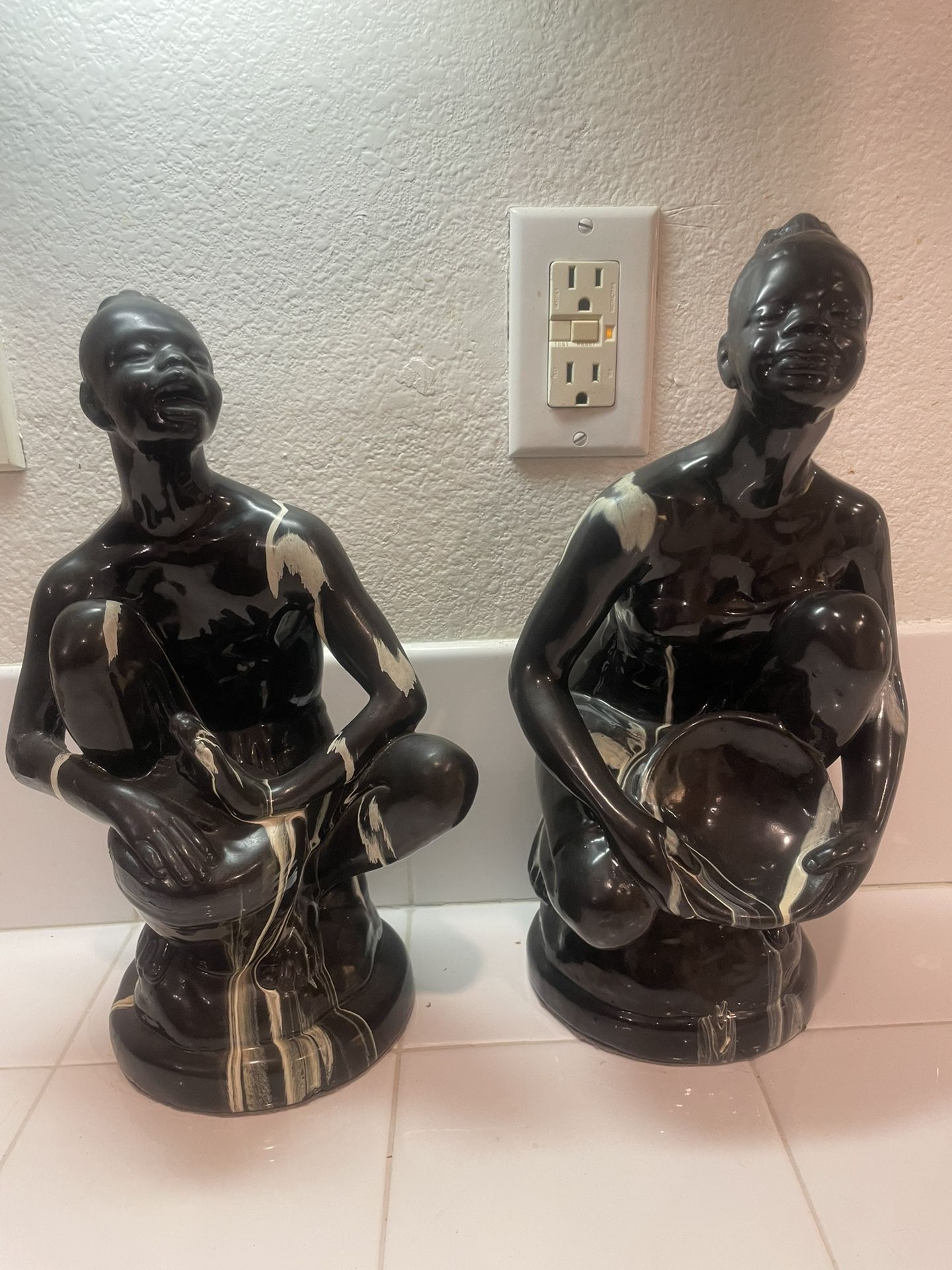Mid Century Two Black Art Sculpture