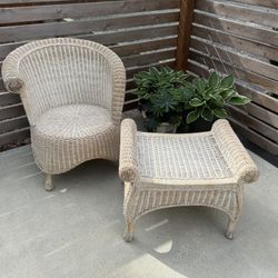 Vintage Wicker chair and ottoman set from Pier One Imports 