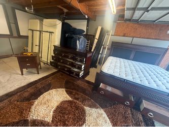 Beautiful, King, size bed set with bed frame and mattress dresser and free night stand solid wood