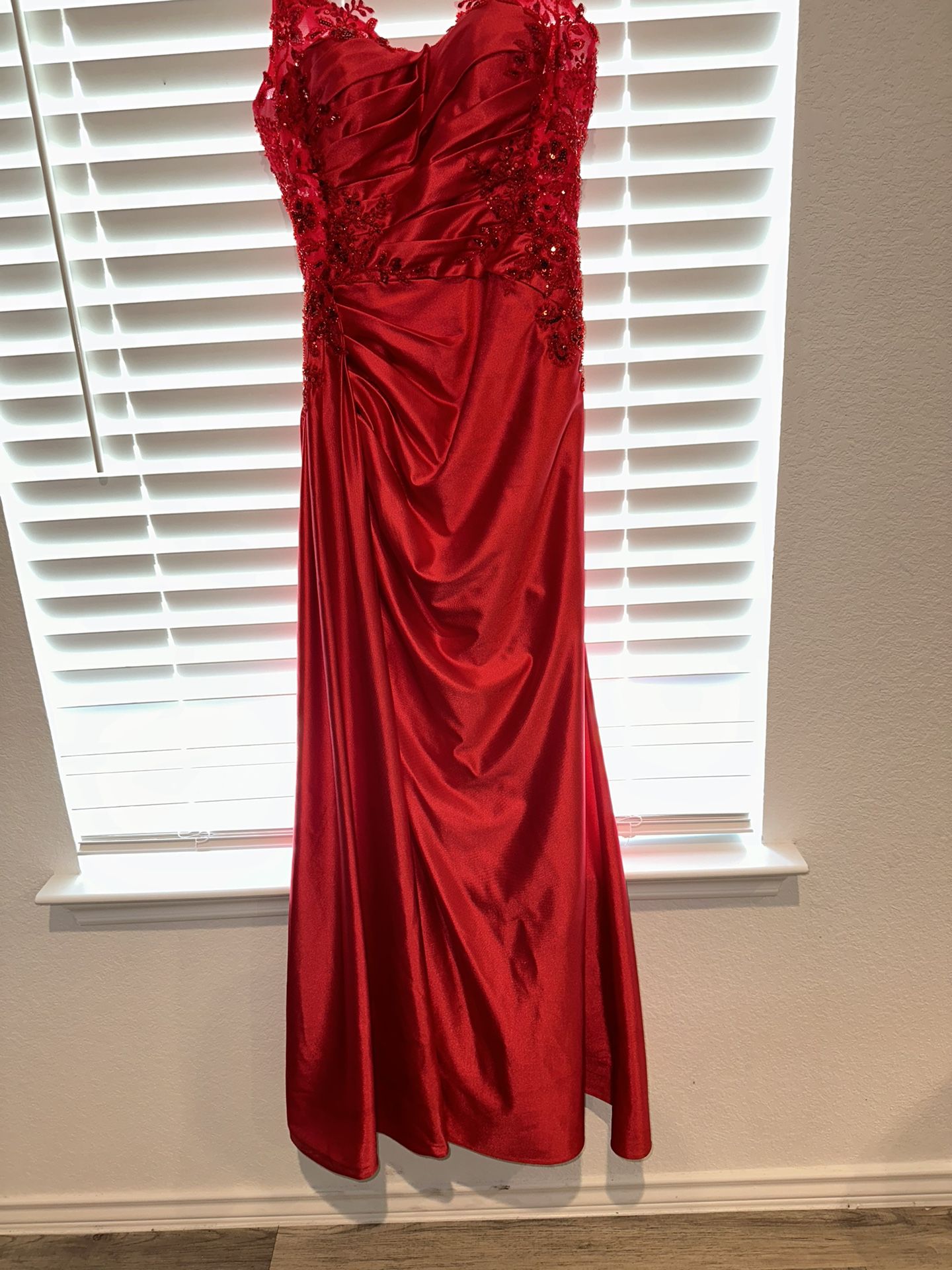 Satin Bright Red Prom Gown