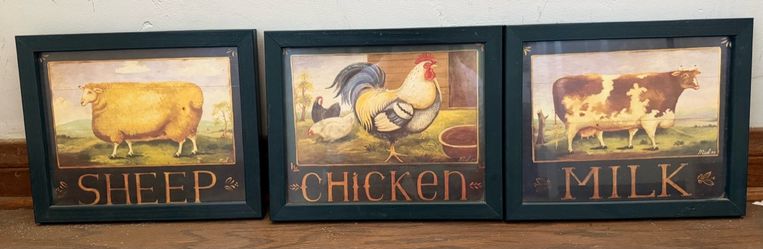 Farmhouse Animal Framed Prints Set of 3
