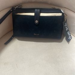New The Sak Black Suede Purse Wallet 