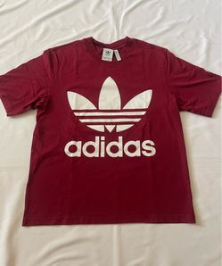 Adidas Trefoil Logo Crew Neck Short Sleeve Top T-shirt Tee Burgundy Men Large L
