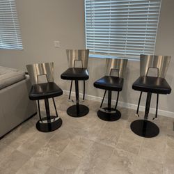 Adjustable Height Leather Bar Stools