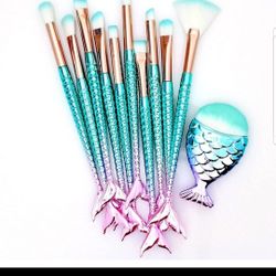 11 Piece mermaid Makeup Brush Set 