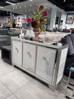 Accent Cabinet Champagne Finish