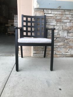Modern Classic Cast Aluminum Outdoor Patio. Textured Ember Black Finish, with Fabric Cushion