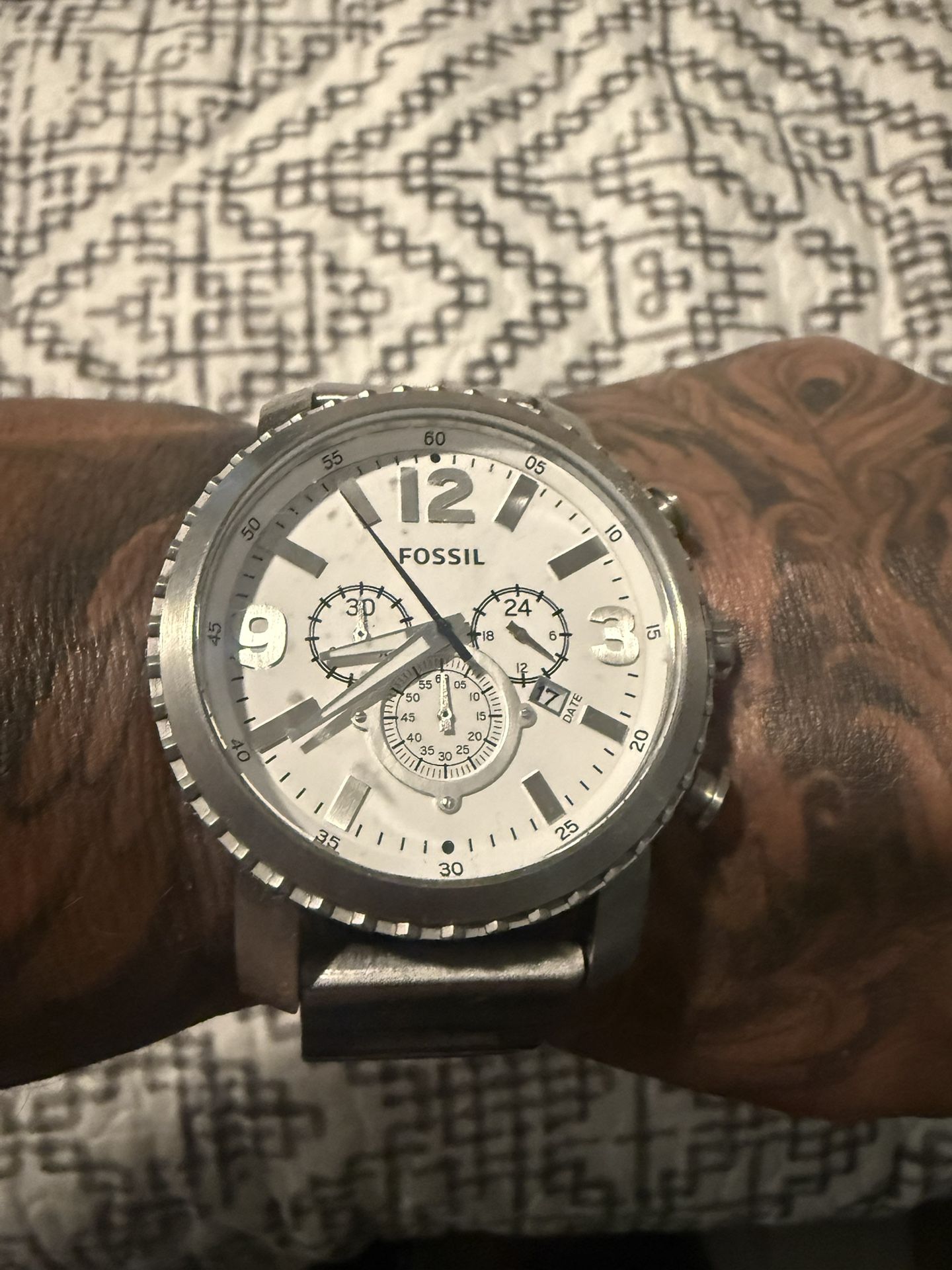 Silver Fossil Watch
