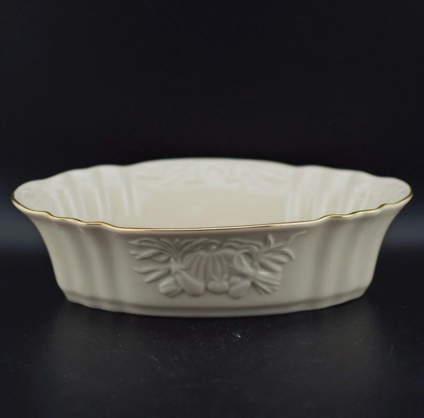 Vintage Lenox Harvest Centerpiece Serving Bowl Embossed Corn & Pumpkins
