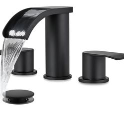 gotonovo Waterfall 8 inch Widespread Bathroom Faucet Set Bathroom Sink Faucet 3 Hole 2 Handle Vanity Lavatory Deck Mount with Pop Up Drain and Water S
