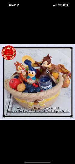 Tokyo Disney Resort Chip & Dale Popcorn Bucket 2025 Peanuts Donald Duck Japan